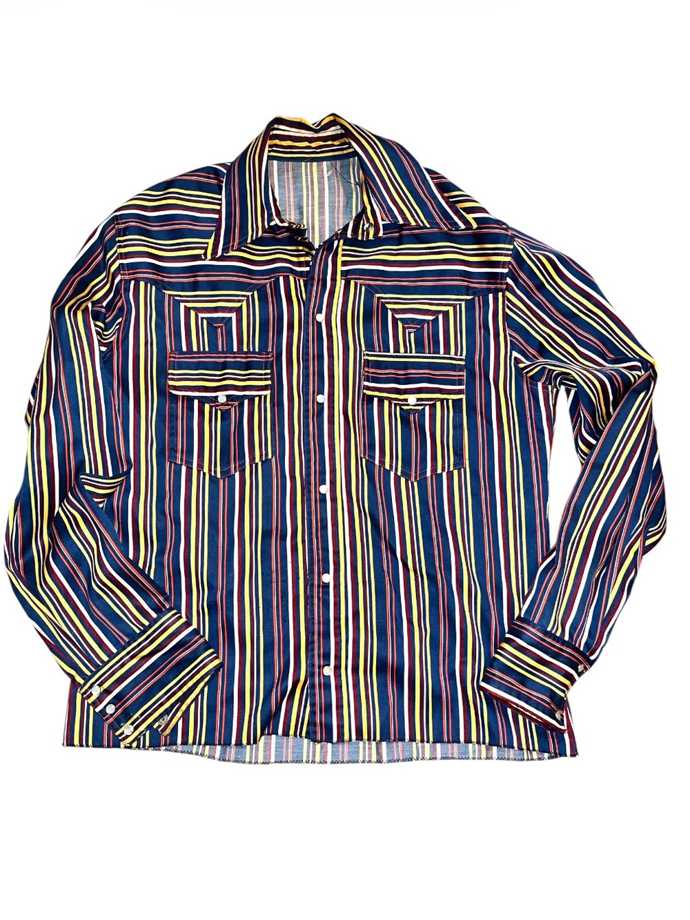 Vintage western pearl snap stripe cowboy shirt